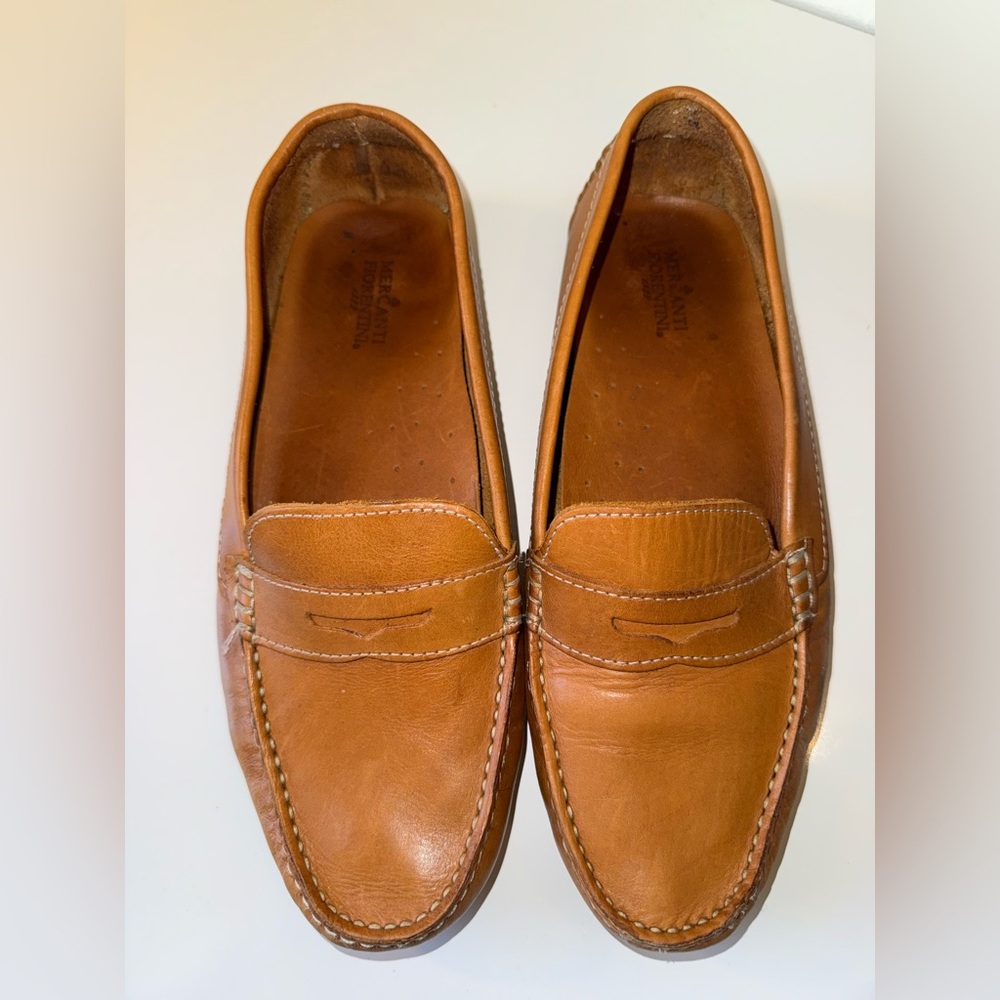 Mercanti Fiorentini Men's Penny Loafers in Cognac Brown